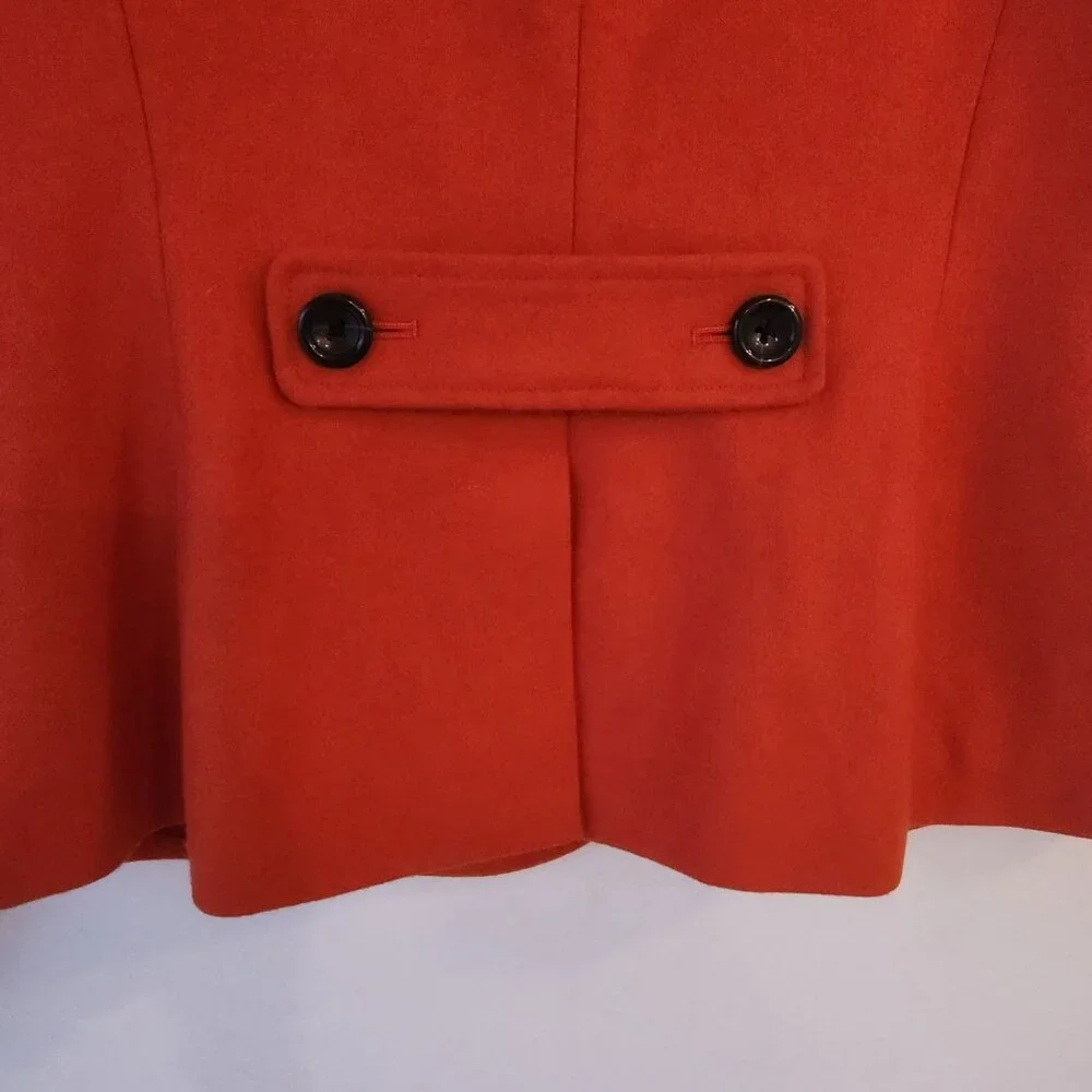 Banana Republic Wool Blend Orange Pea Coat Winter Jacket Career Women's 4
